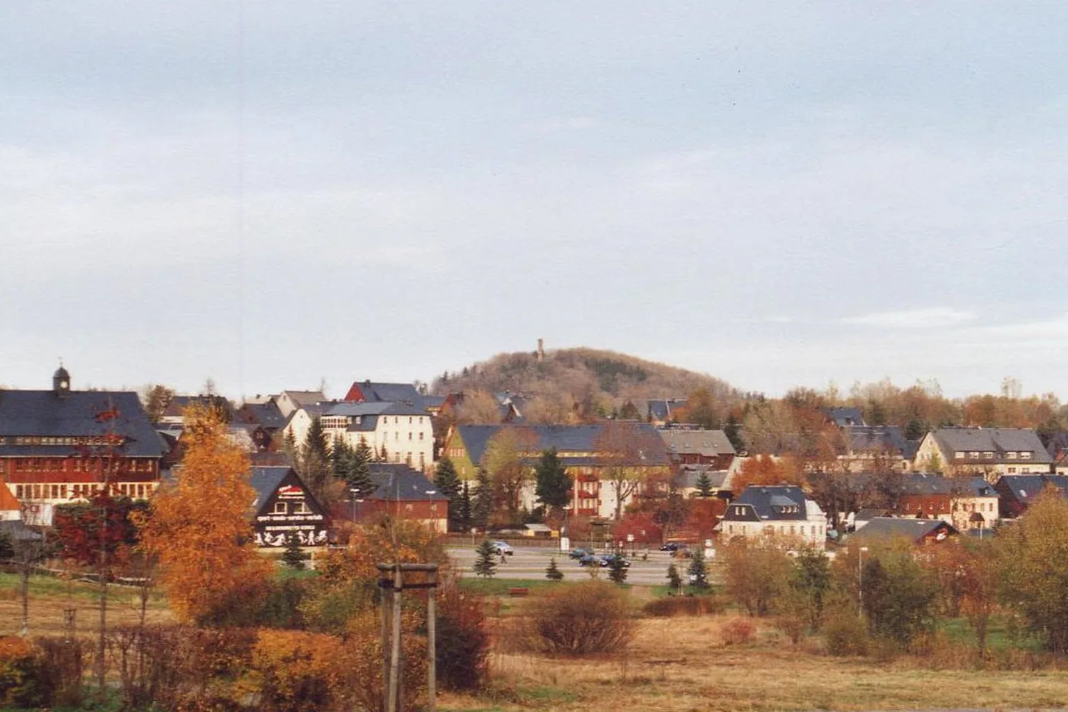 This image shows Altenberg and the Geisingberg (824 m) in the Ore Mountains in Saxony, Germany.