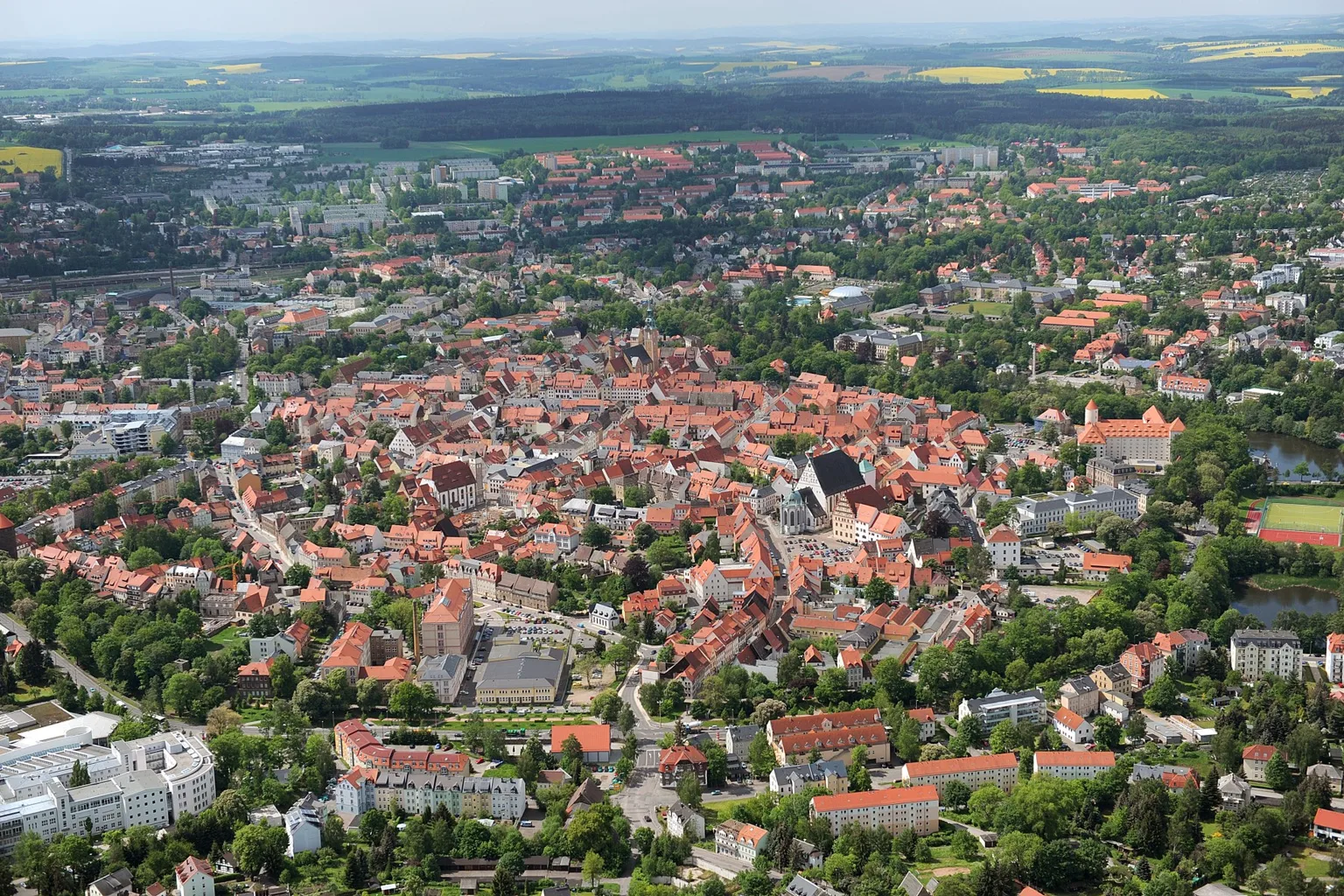 Blick auf die Altstadt Freibergs / Sachsen