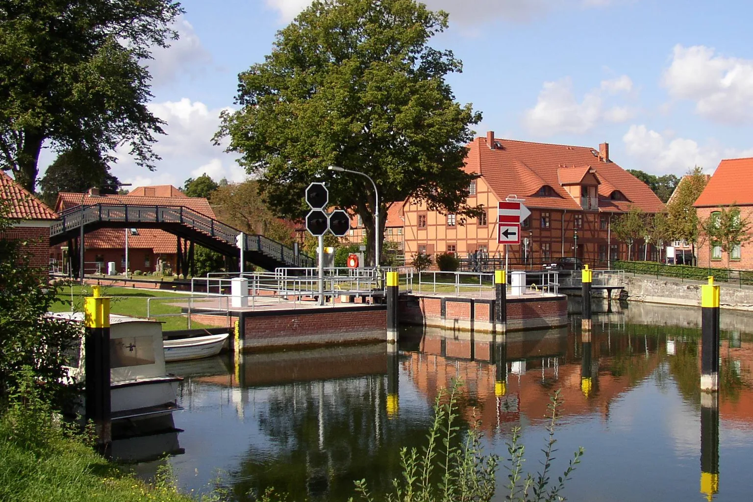 Lock and former mill in Plau am See in Mecklenburg-Western Pomerania, Germany